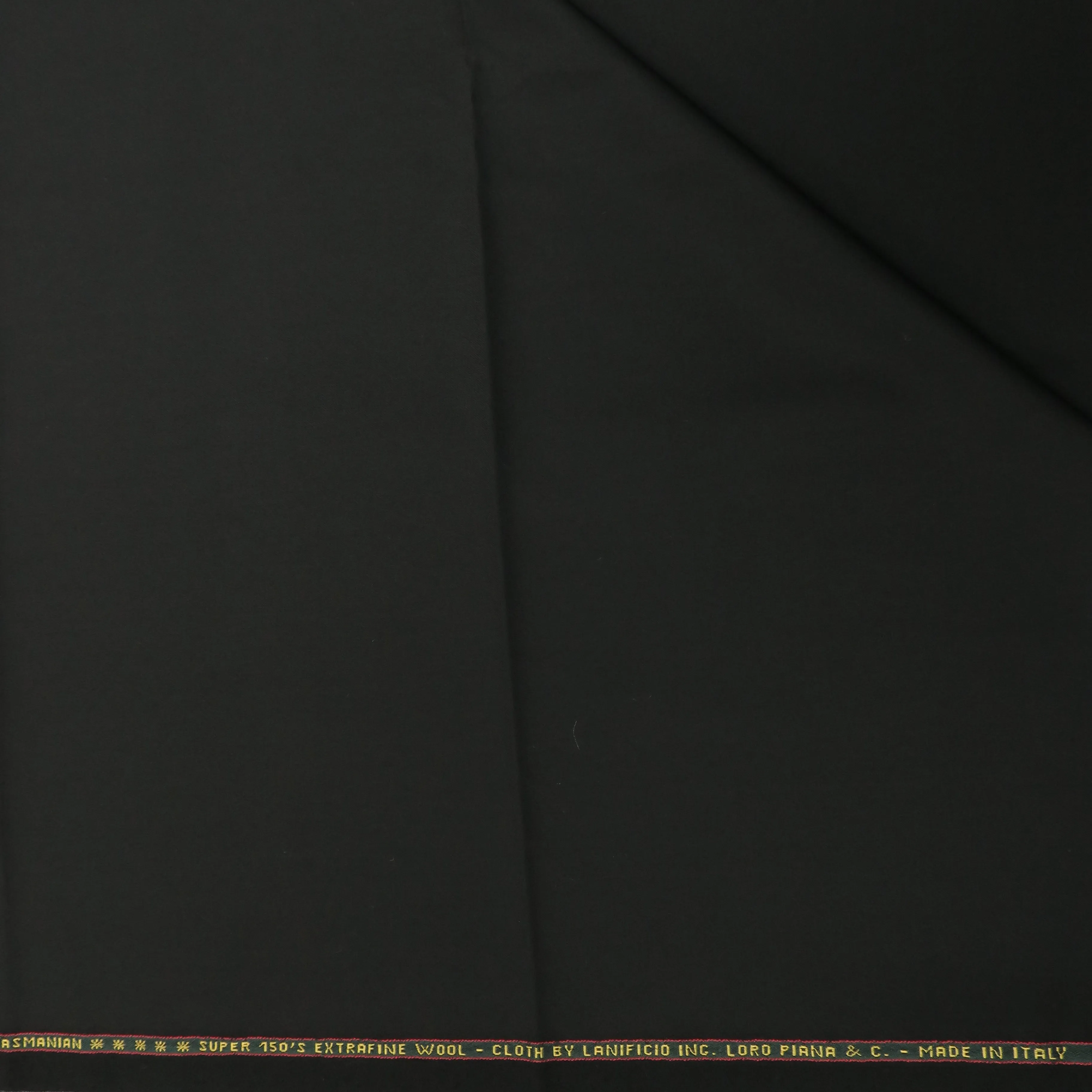 3.75 YDS Black Plain 100% Wool Four Seasons Super 130's Loro Piana Fabric