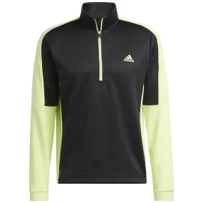 adidas Colour Block 1/4 Zip Pullover - Black/Pulse Lime