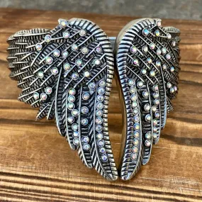 Angel Heart Wing Bracelets - Double Wing Cuff - Rainbow Stone - AW01