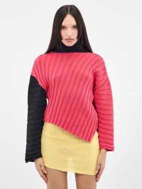 Asymmetric Rib Knit Jumper (RIBBED-JUMPER-BLUSH-INDIGO)