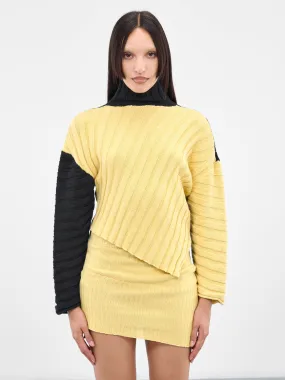 Asymmetric Rib Knit Jumper (RIBBED-JUMPER-MIMOSA-INDIGO)