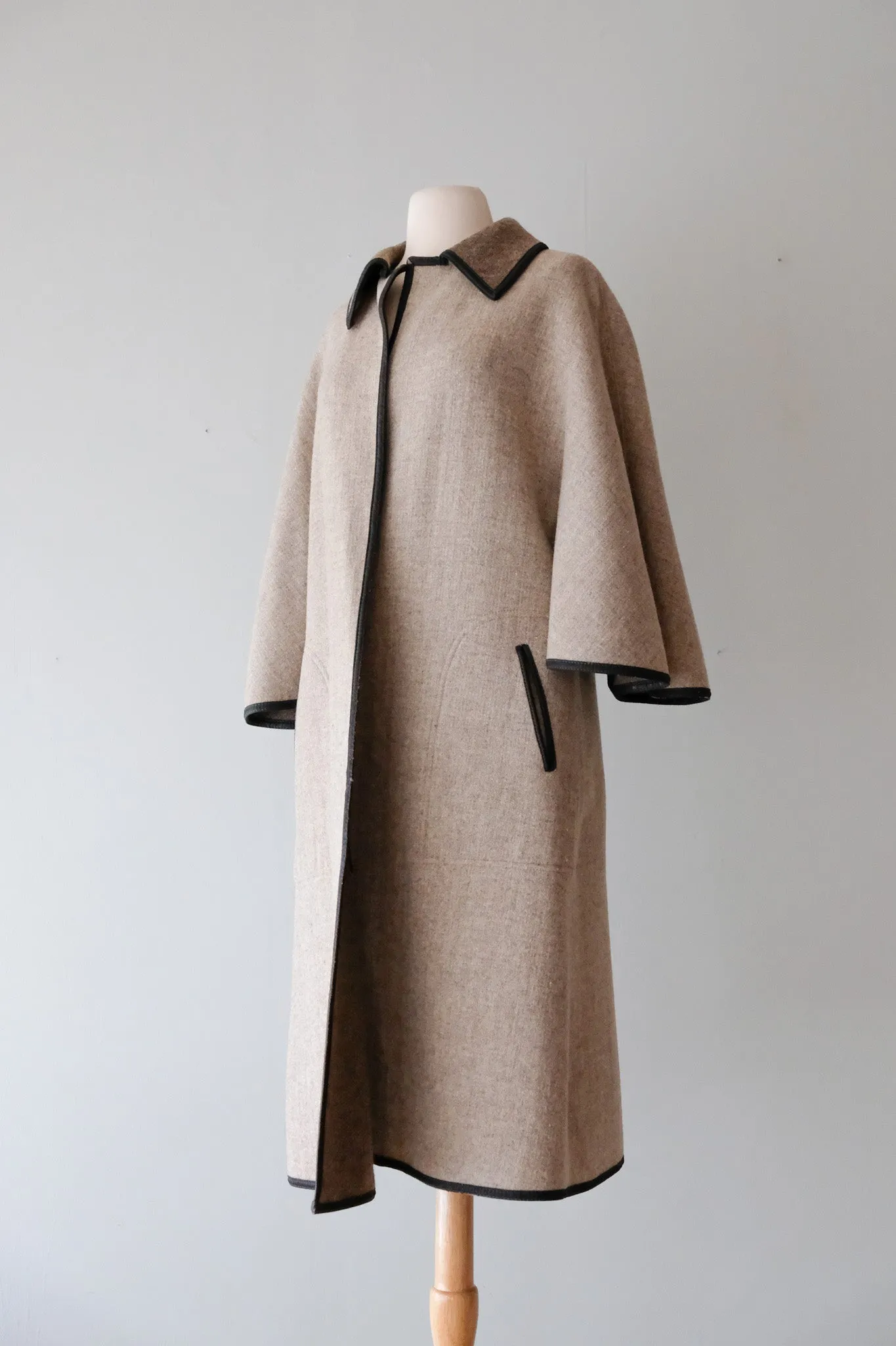 Awesome 1960's Reversible Grey Brown Wool Swing Coat / Sz M