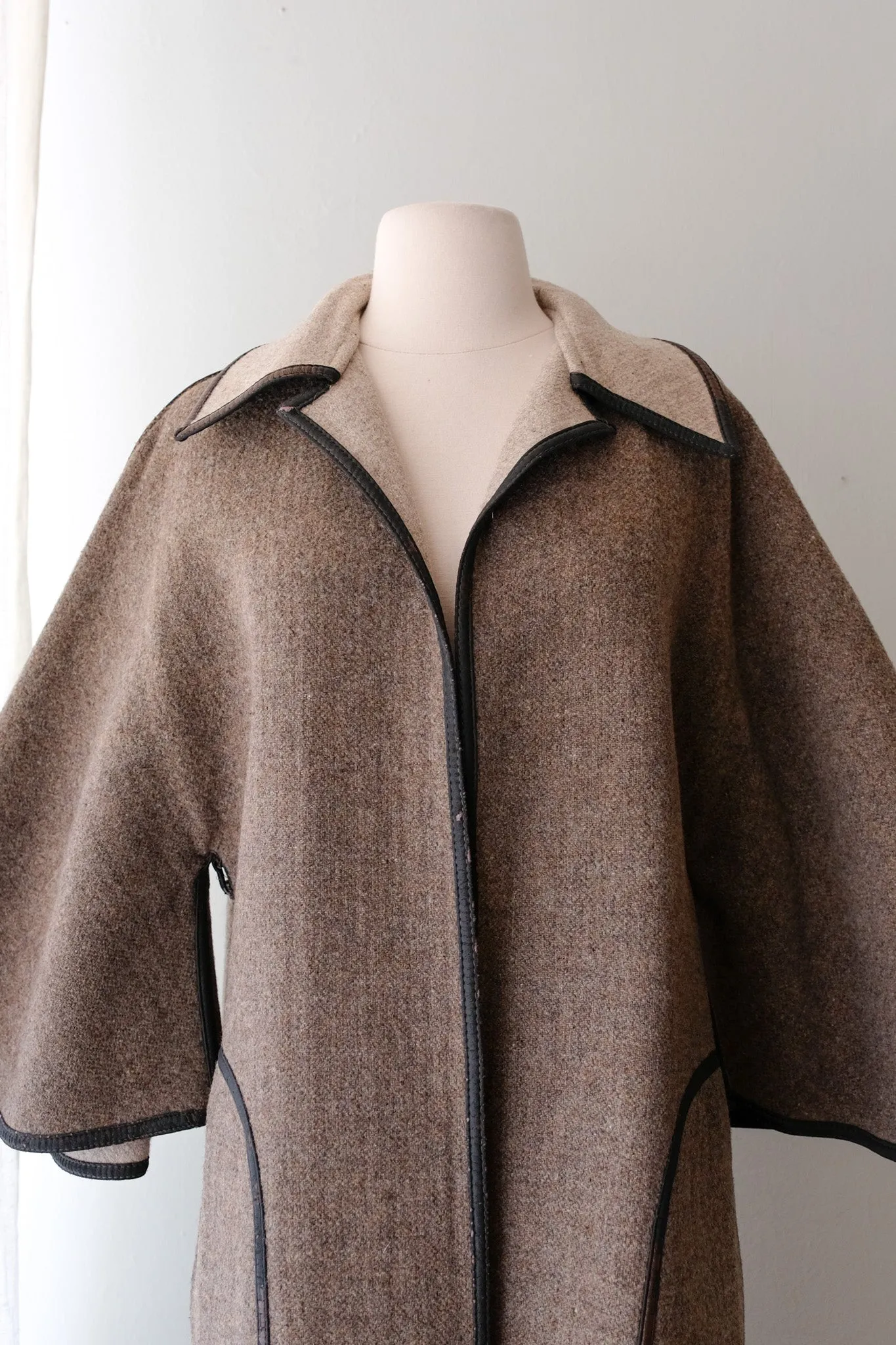 Awesome 1960's Reversible Grey Brown Wool Swing Coat / Sz M