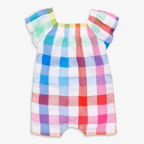 Baby flutter sleeve shortie in rainbow gingham