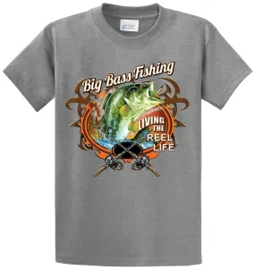 Big Bass Fishing Reel Life Printed Tee Shirt