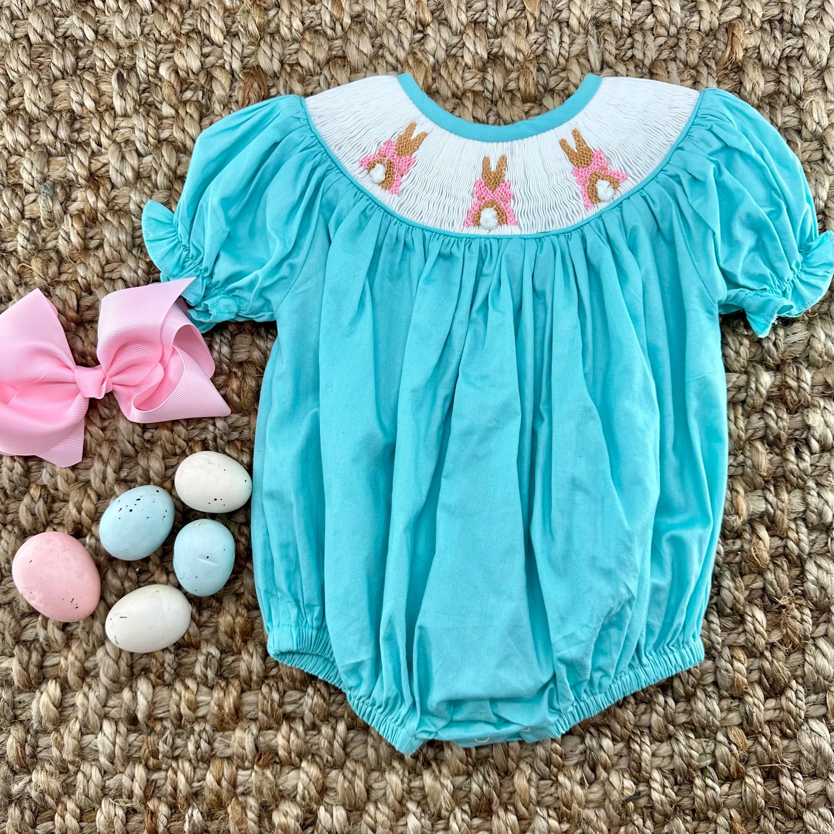 Bunny & Bow Romper in Mint