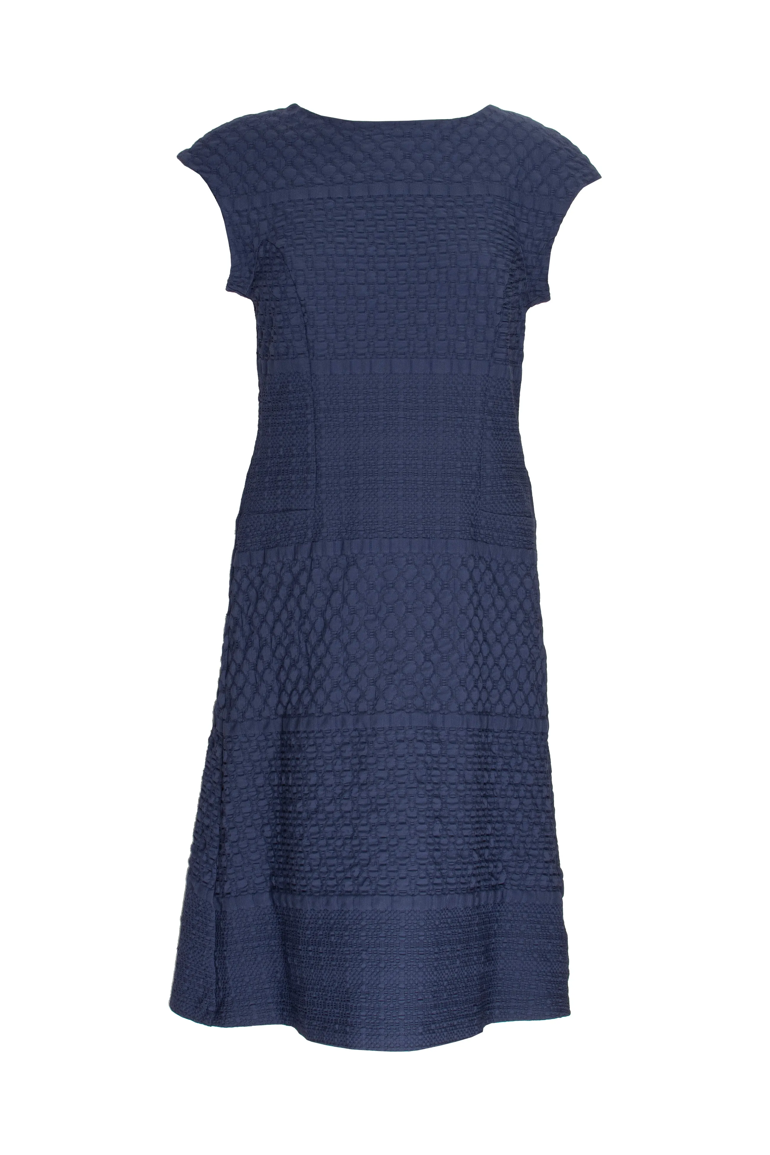 Cap Sleeve Dress - Indigo Jacquard 7807