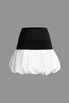 Convertible Contrast Ruched Puffy Mini Skirt