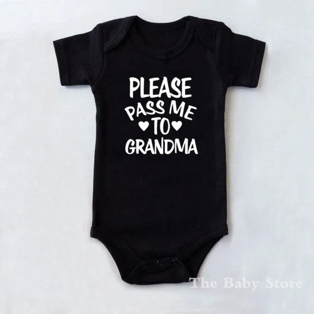 Creative Baby Outfit - Please Pass me to Grandma - Newborn Cotton Romper