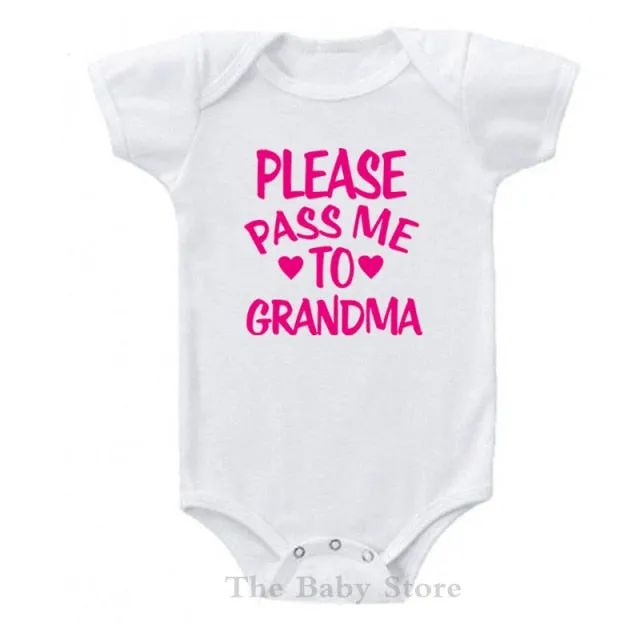 Creative Baby Outfit - Please Pass me to Grandma - Newborn Cotton Romper