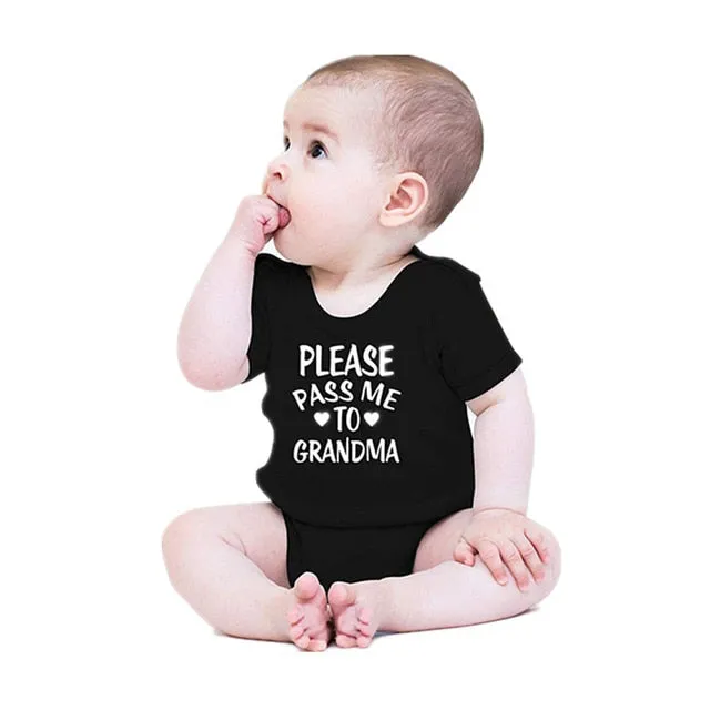 Creative Baby Outfit - Please Pass me to Grandma - Newborn Cotton Romper