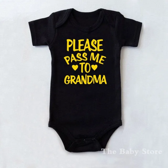 Creative Baby Outfit - Please Pass me to Grandma - Newborn Cotton Romper