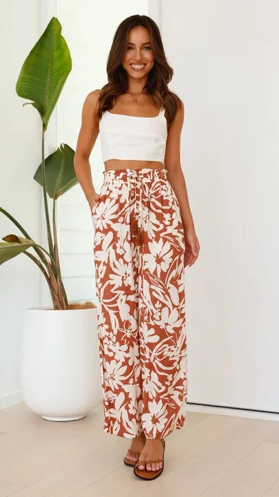 Daiso Pants - Tan/White