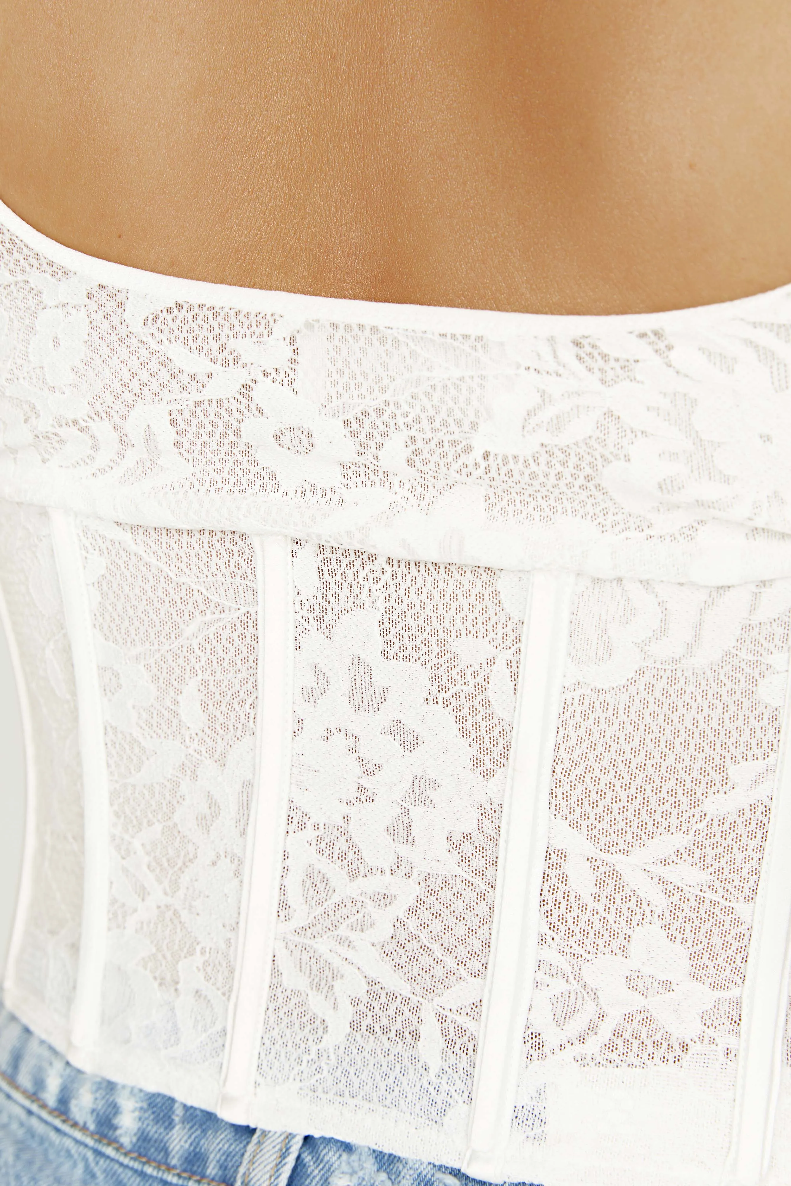 Elsie Lace Bustier Top - White