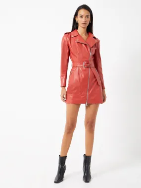 Etta Vegan Leather Belted Mini Dress