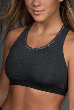 Exhale Sports Bra in Black Stud