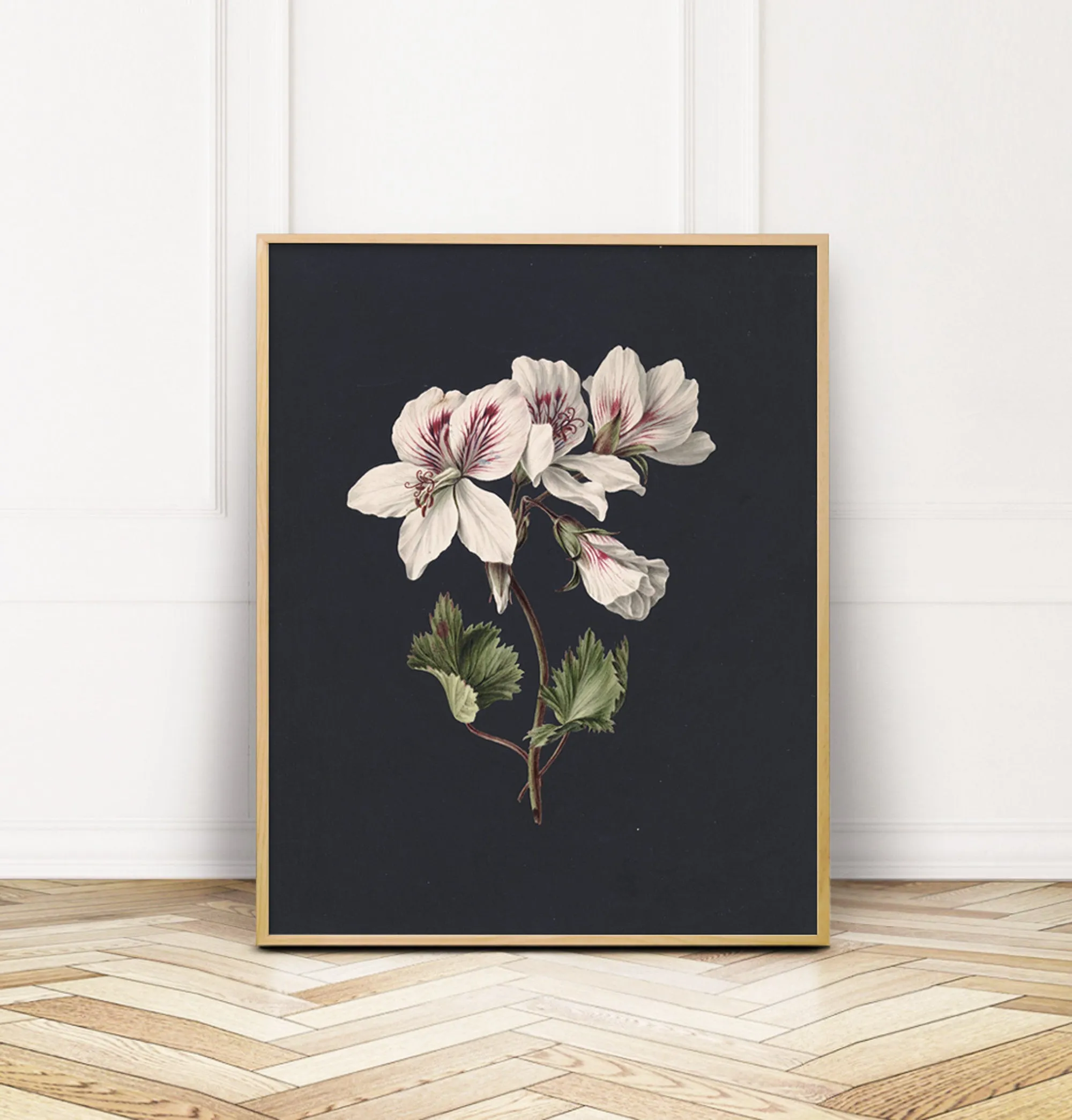 Flowers on Black 2 - Vintage Floral Wall Art