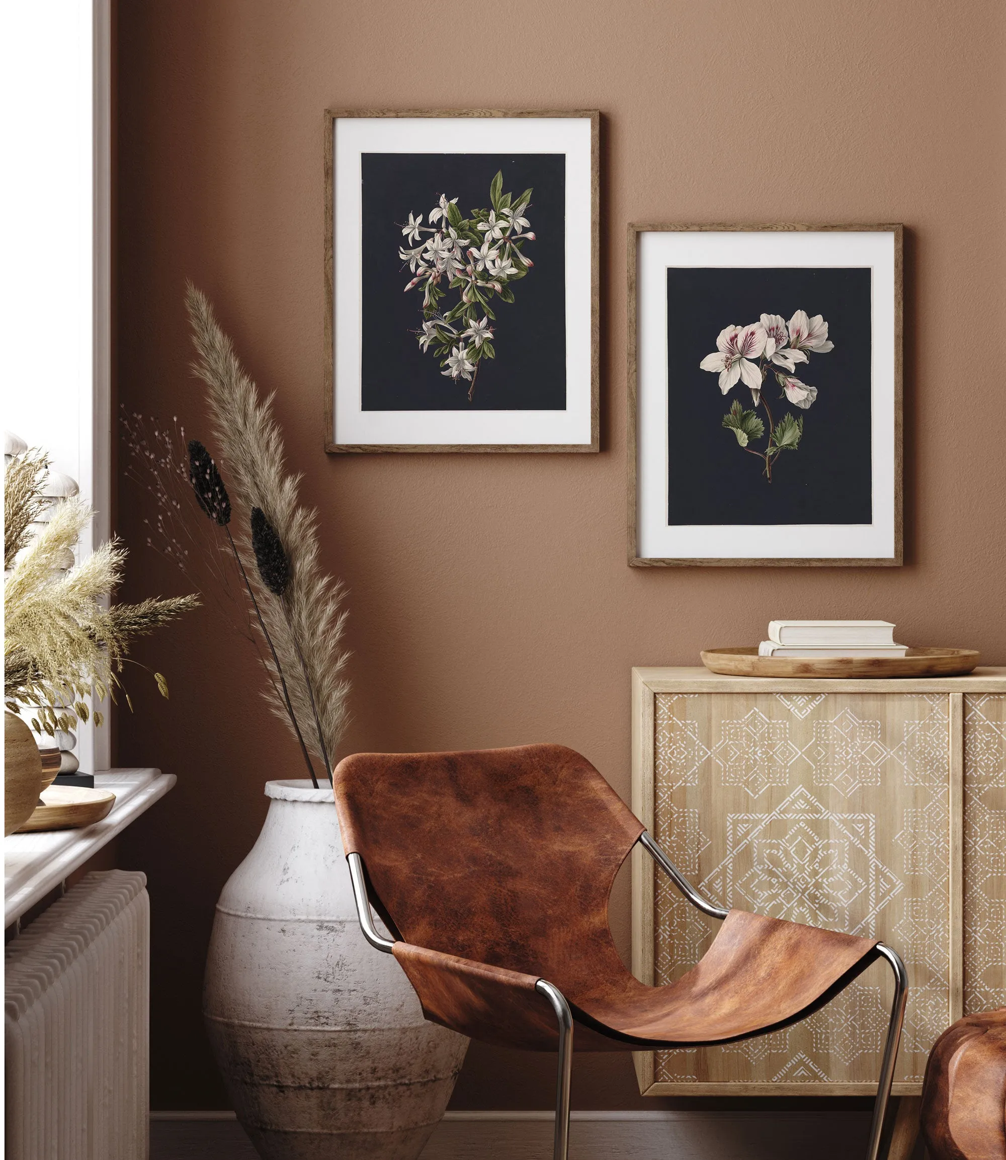 Flowers on Black 2 - Vintage Floral Wall Art