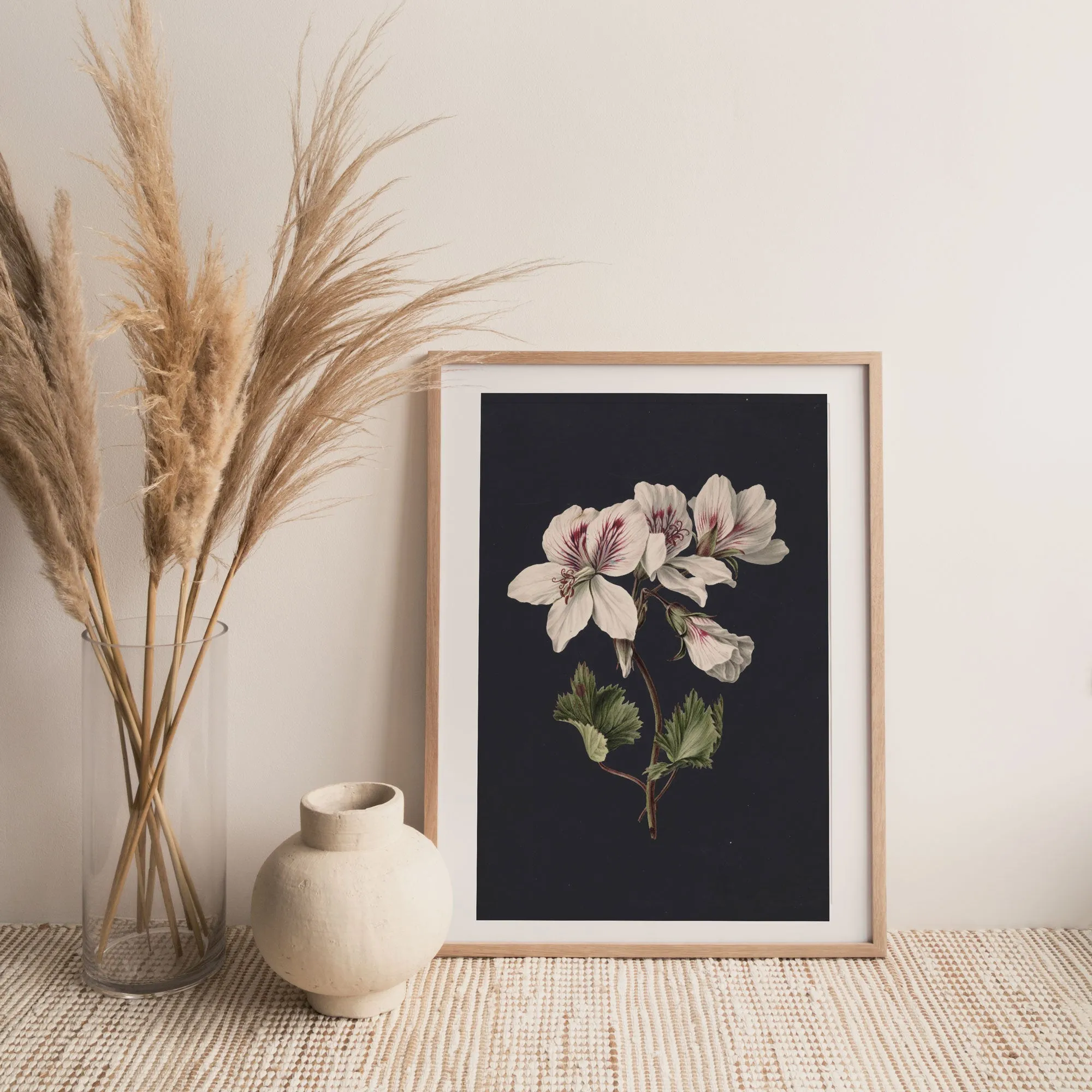 Flowers on Black 2 - Vintage Floral Wall Art