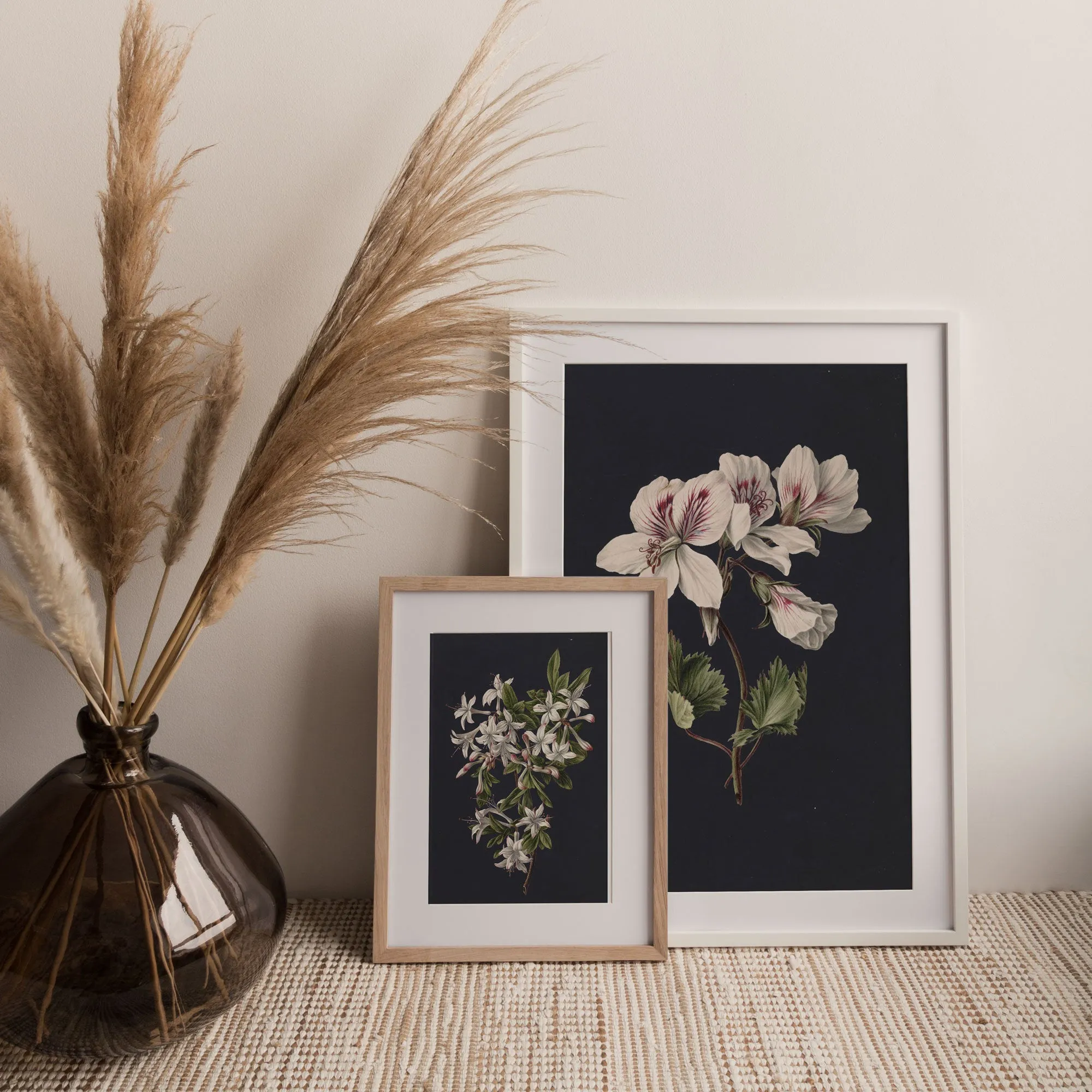 Flowers on Black 2 - Vintage Floral Wall Art