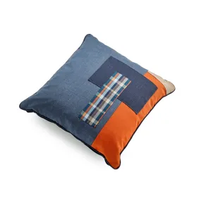 Fox Worsted Tuscany Patchwork Navy & Orange Cushion Cover