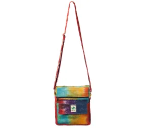 Hippy Crossbody Bag, 100% Hemp Festival Bag, Rainbow Purse, Zipper Closure