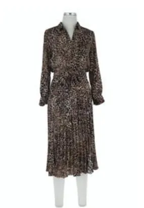 Leopard Pleated Shirt Dress