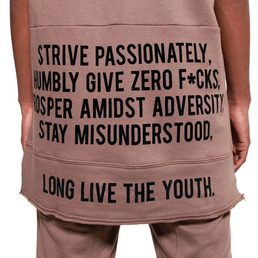 Long Live the Youth Distressed S/S Taupe Sweatshirt