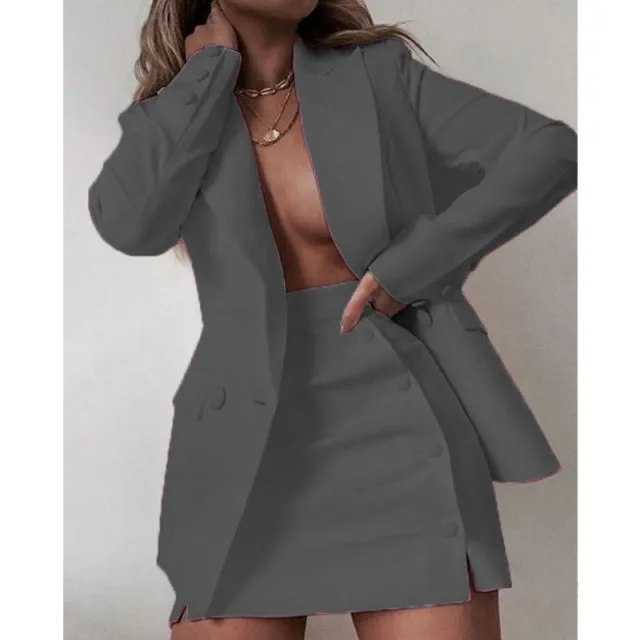 New Fashion 2 Piece Set Women Streetwear Candy Color Basic Blazer Sets Coat & Shorts Slim Suit Jacket