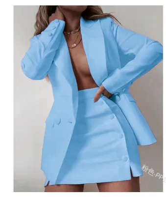 New Fashion 2 Piece Set Women Streetwear Candy Color Basic Blazer Sets Coat & Shorts Slim Suit Jacket