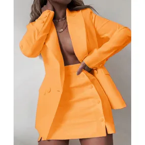 New Fashion 2 Piece Set Women Streetwear Candy Color Basic Blazer Sets Coat & Shorts Slim Suit Jacket