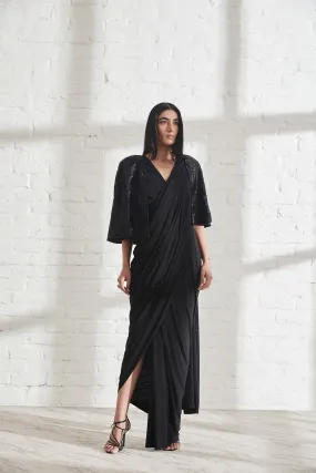 Star Sari with V-Neck Muscle Tee and Wave Cape