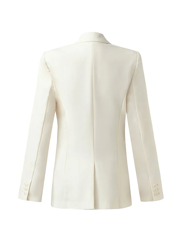 Worsted Wool One Button Women Blazer