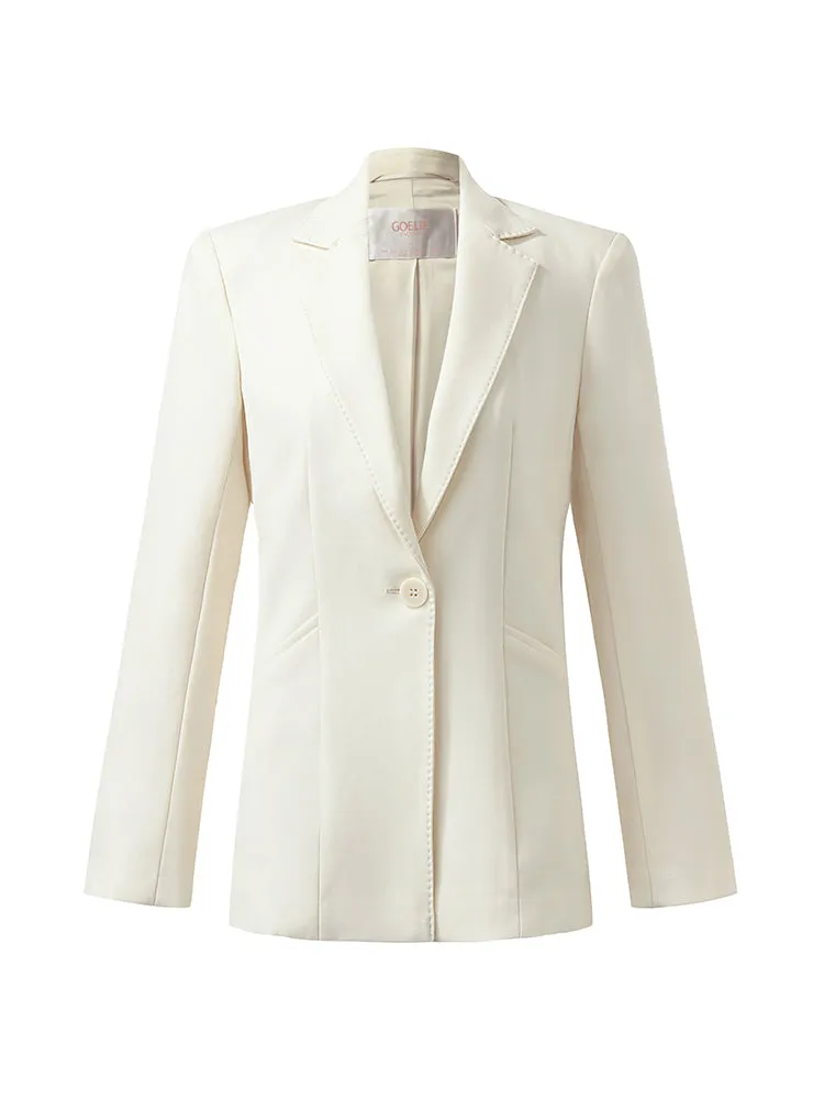 Worsted Wool One Button Women Blazer