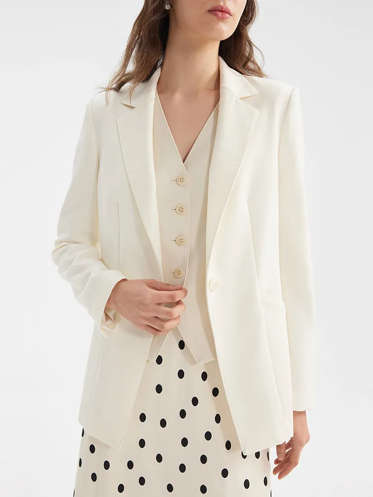 Worsted Wool One Button Women Blazer